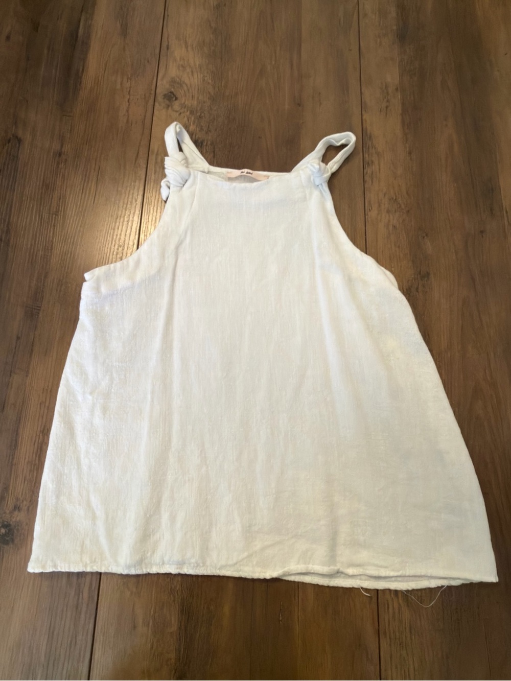 miami White Halter Tank with Knotted Straps